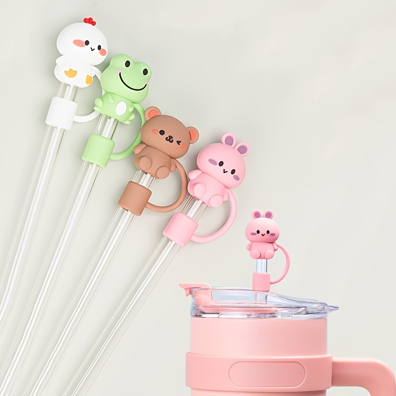4pcs, Straw Cover Cap For Stanley Cup, Animal Shape Straw Toppers,Silicone  Straw Topper Compatible With 30&40 Oz Tumbler With Handle,10mm/ 0.4in