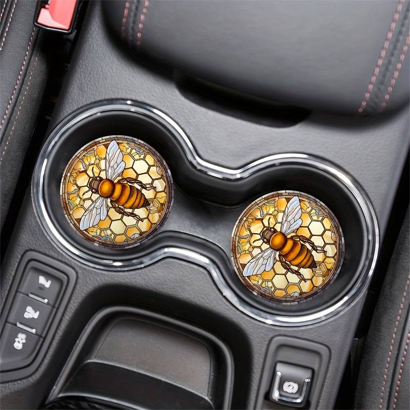 Lot De 2 Dessous De Verre Pour Voiture - Silicone Antidérapant - Diamètre 7 Cm - Noir - Protection Porte-gobelets