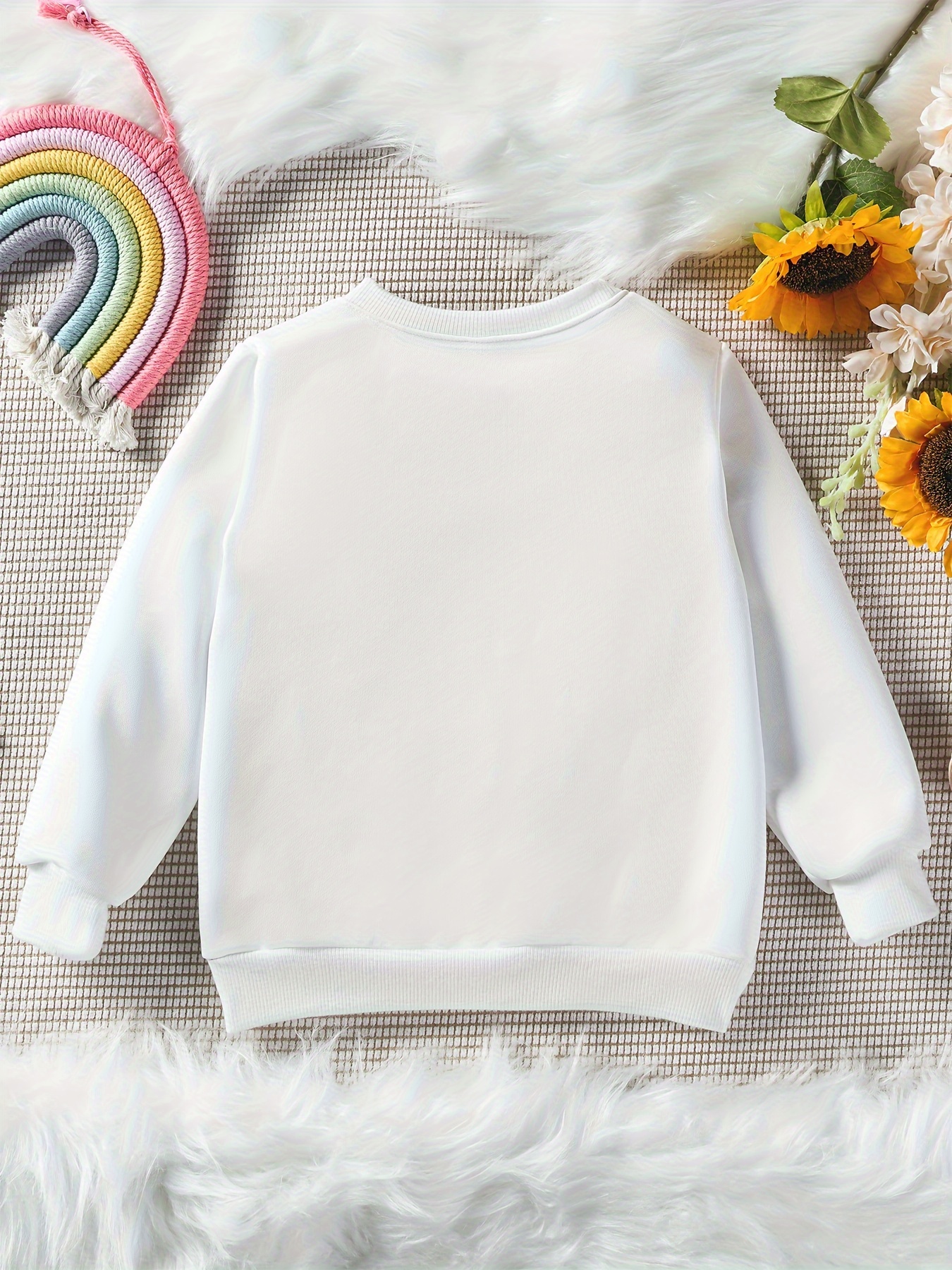 Girls Casual Cute Pullover Sweatshirt Rainbow  Kind Print - Temu