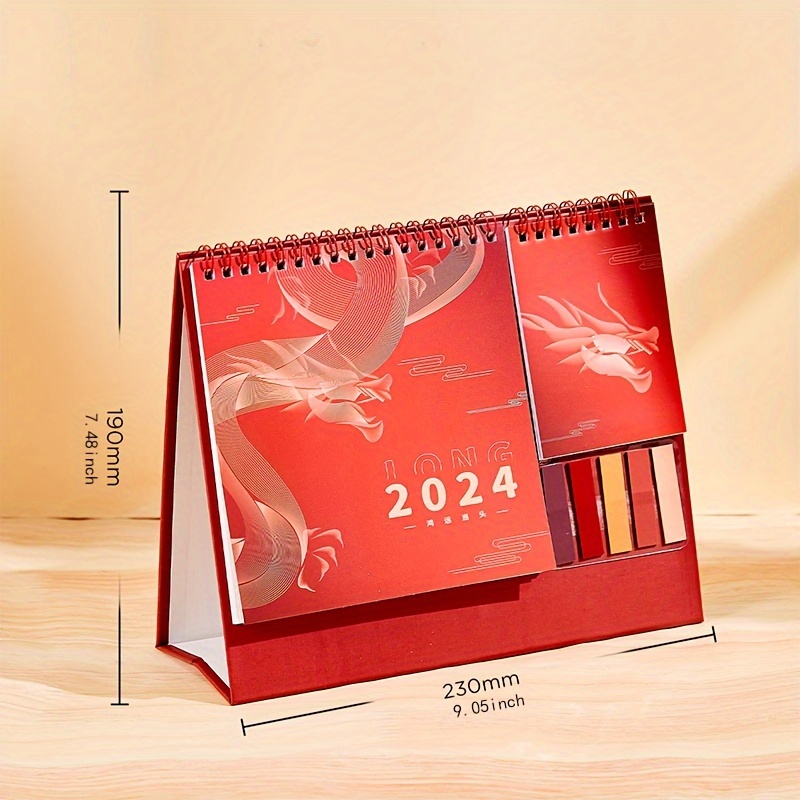 Tiuyii Calendrier 2024 avec bloc-notes - Calendrier de bureau