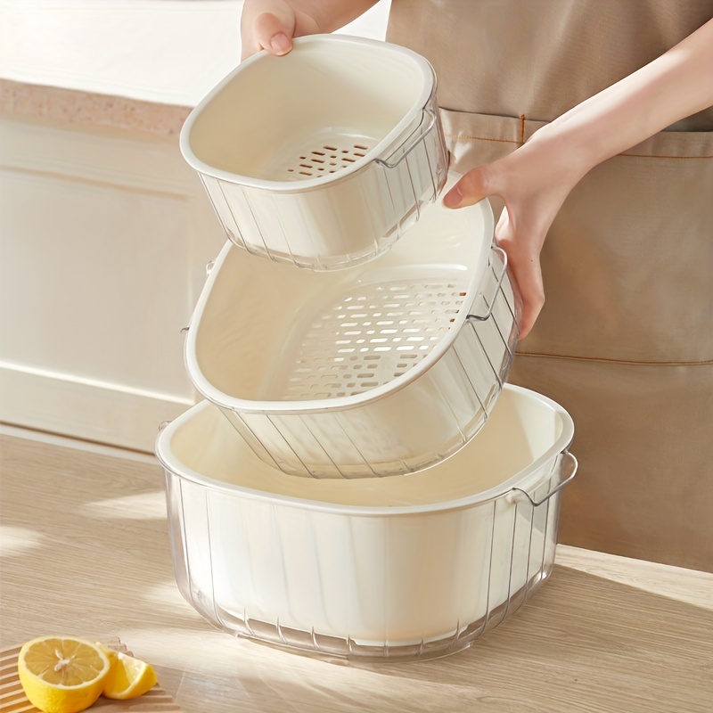 Multifunctional Kitchen Collander Strainer Double-layer Drain