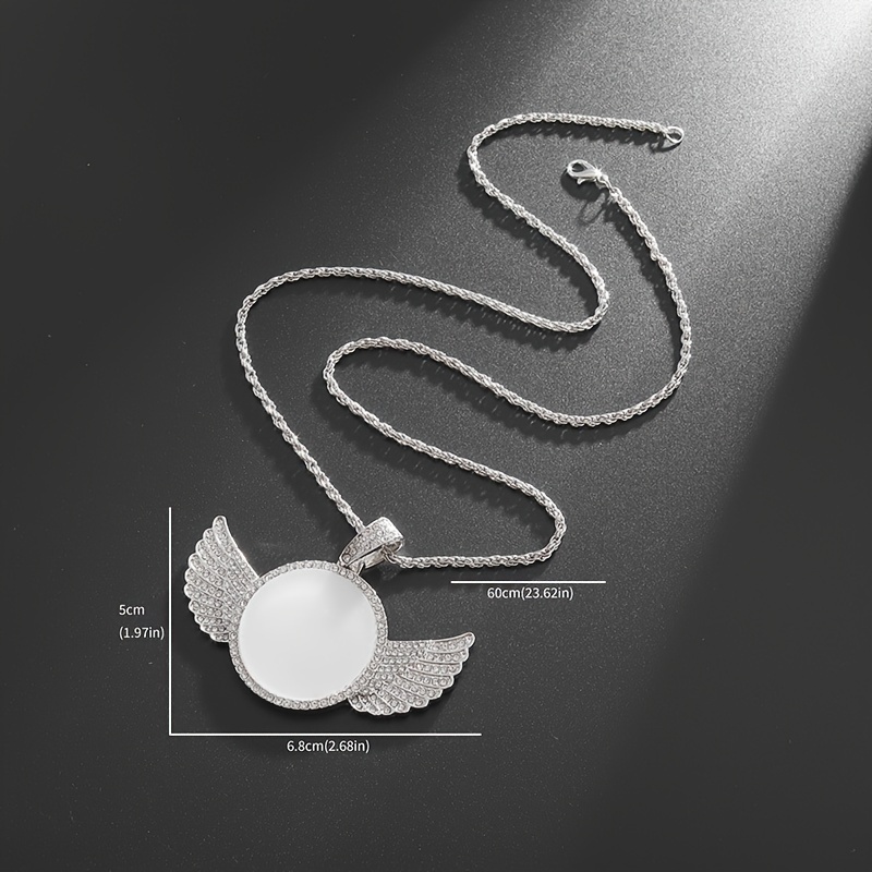 Men's & Women's Angel Wings Circular Medal Pendant Necklace