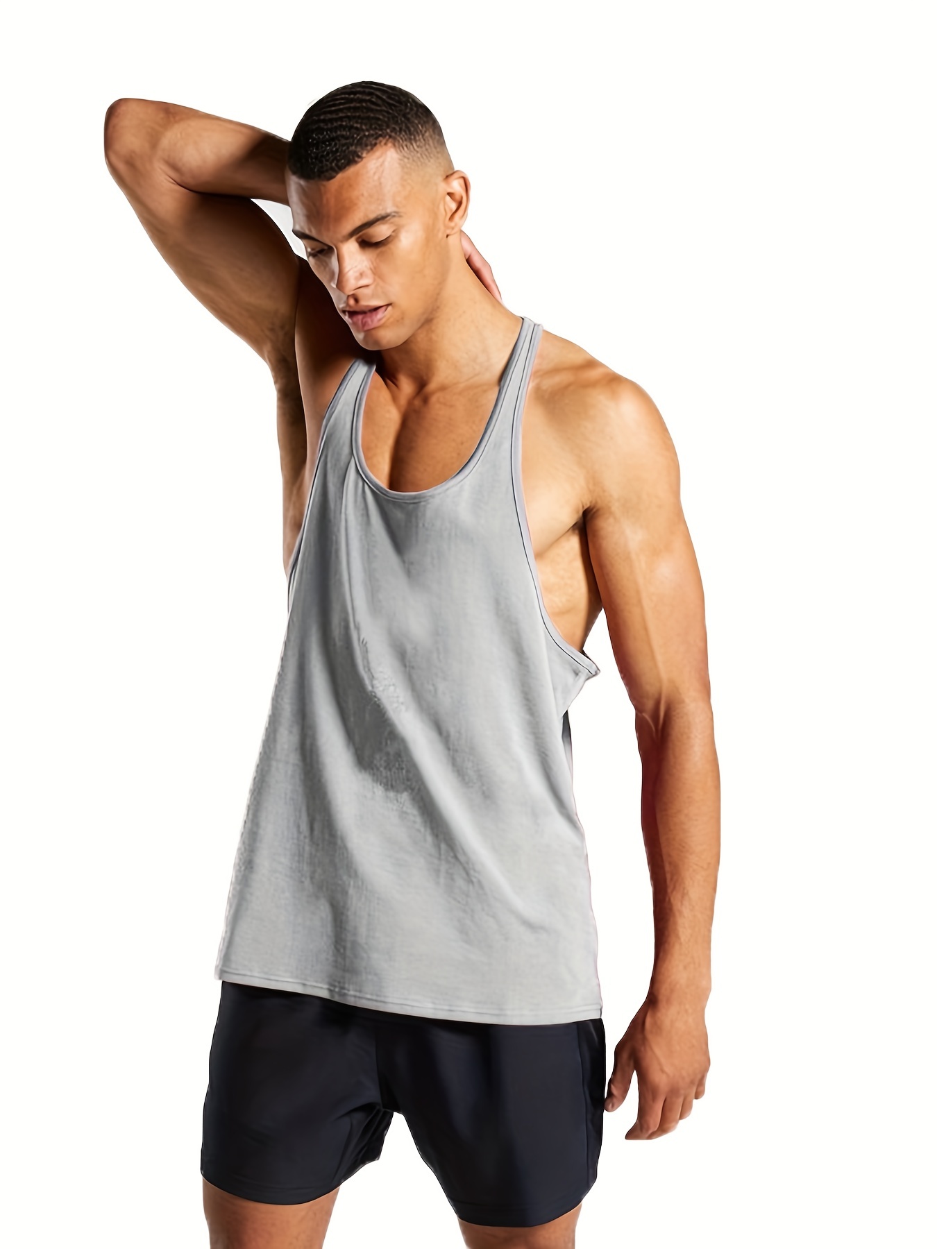 1pc Men's Cotton Tank Top, Gym Fitness Clothing, Vest Sleeveless  Bodybuilding Hombre Muscle Singlets Workout Tank