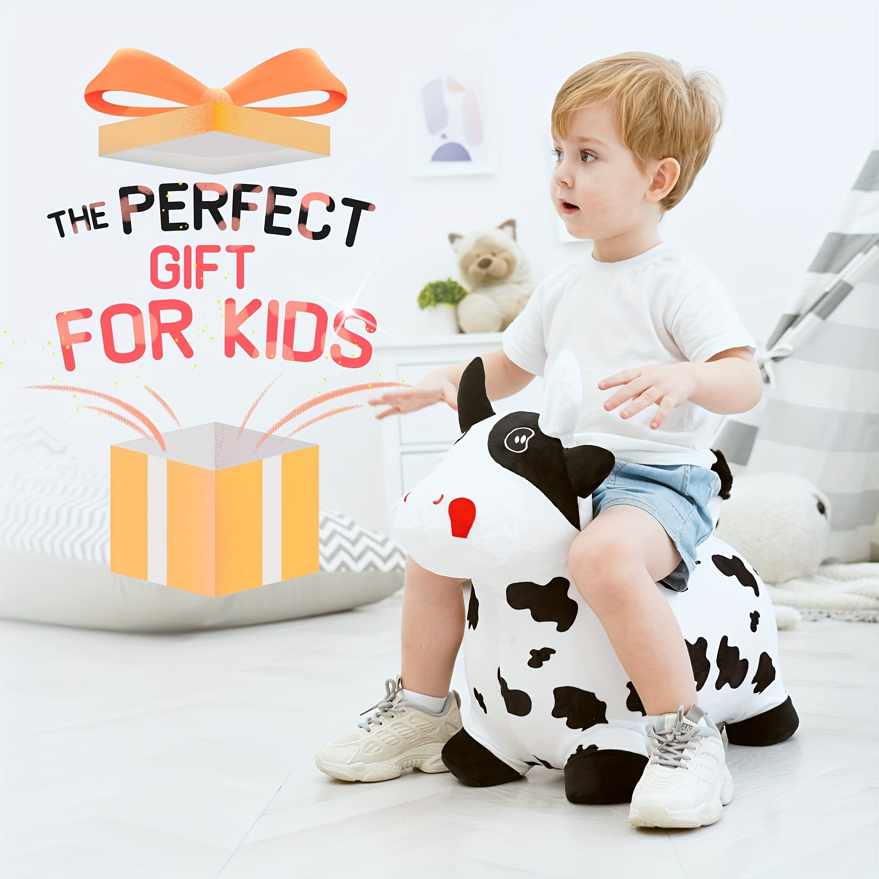 Bouncy Cow, Peluche Inflable Saltarín, Animales Saltarines Rebote