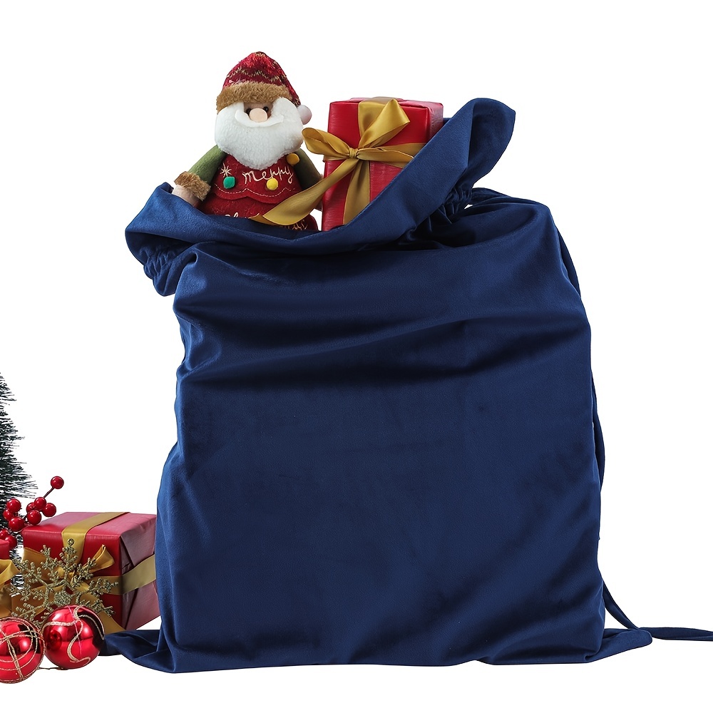 Christmas Red Velvet Santa Claus Bags With Drawstring Cord - Temu