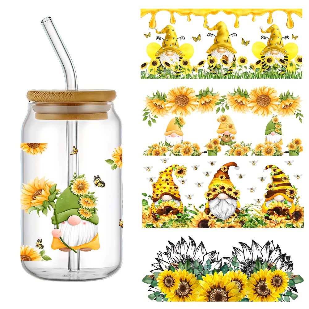 Beautiful Wildflower SVG 16oz Libbey Glass Can Wrap with Bees