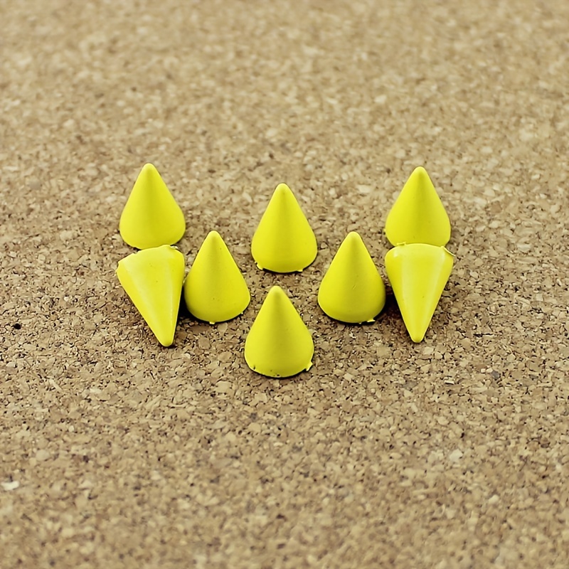 50 Set 7x10mm Metal Screw Back Rivet,Colorful Painted Bullet Cone Studs and  Spikes for Clothes DIY Leather Handcraft (Yellow)