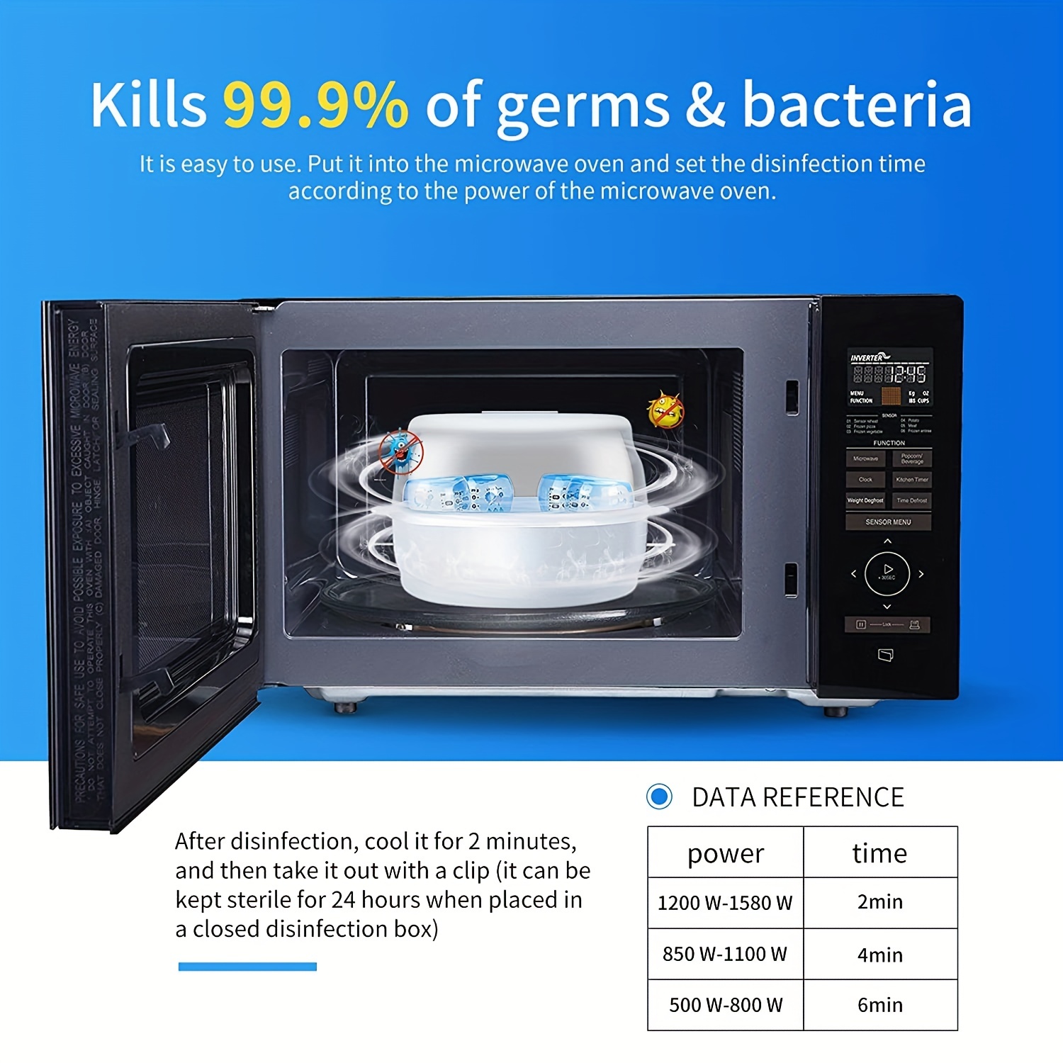 Sterilizzatore per bottiglie a microonde sterilizzatore a vapore  disinfettare in 2-6 minuti adatto a 6