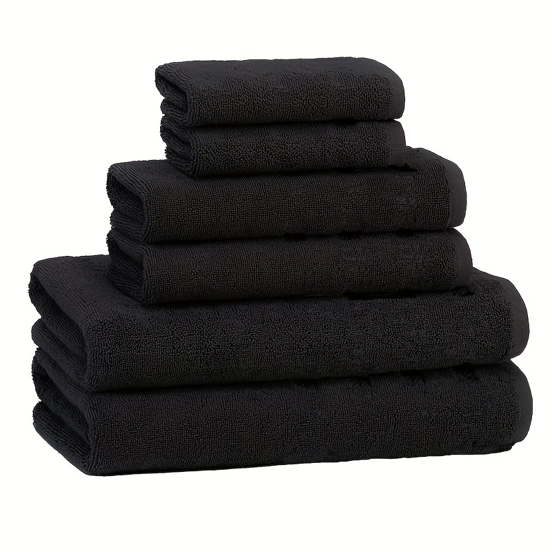 

3pcs Soft Cotton Towels Set, Including 1 Bath Towel 27.6*55.1inch & 1 Hand Towel 13.8*27.6inch & 1washcloth 11.8*11.8inch, Black Cotton Soft Towel, Suitable For Daily Use Bathroom