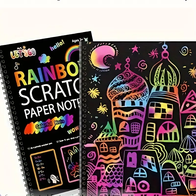 3-12 Year Old Students - Rainbow Scratch Off Notebooks Arts Crafts
