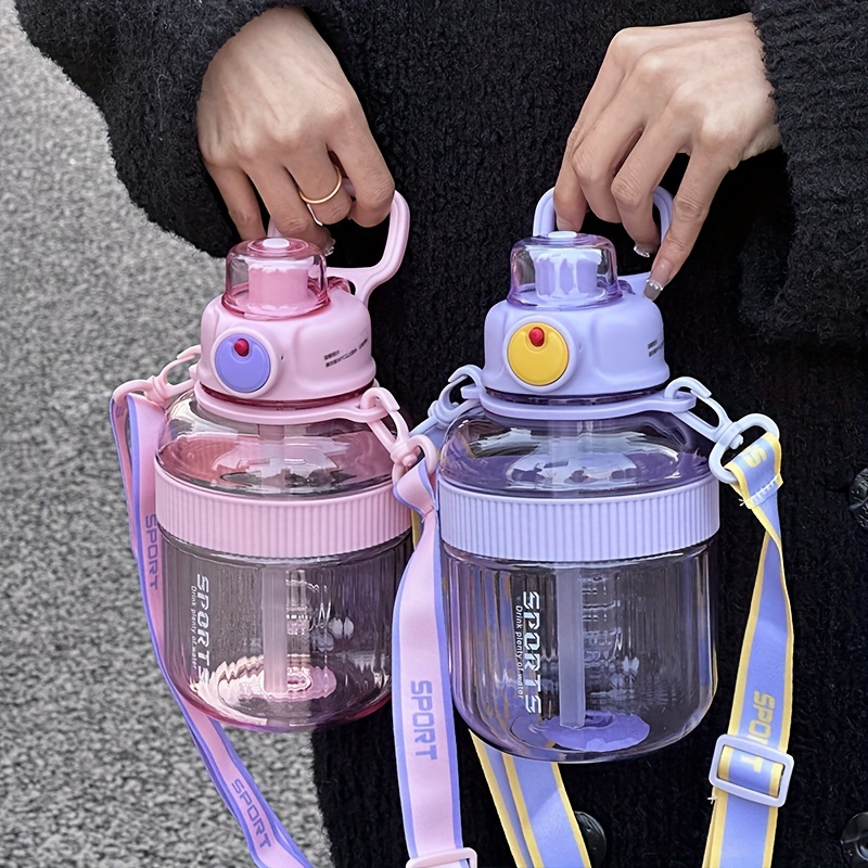 Cute Bus shaped Straw Water Bottle With Strap Leak proof And - Temu