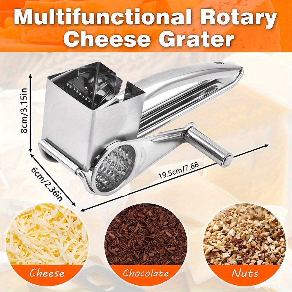 Cheese Grater, Multifunctional Stainless Steel Cheese Grater, Manual Rotary  Cheese Grinder, Household Creative Cheese Grater, Food Grater, Kitchen  Utensils, Apartment Essentials, College Dorm Essentials, Ready For School,  Back To School Supplies 