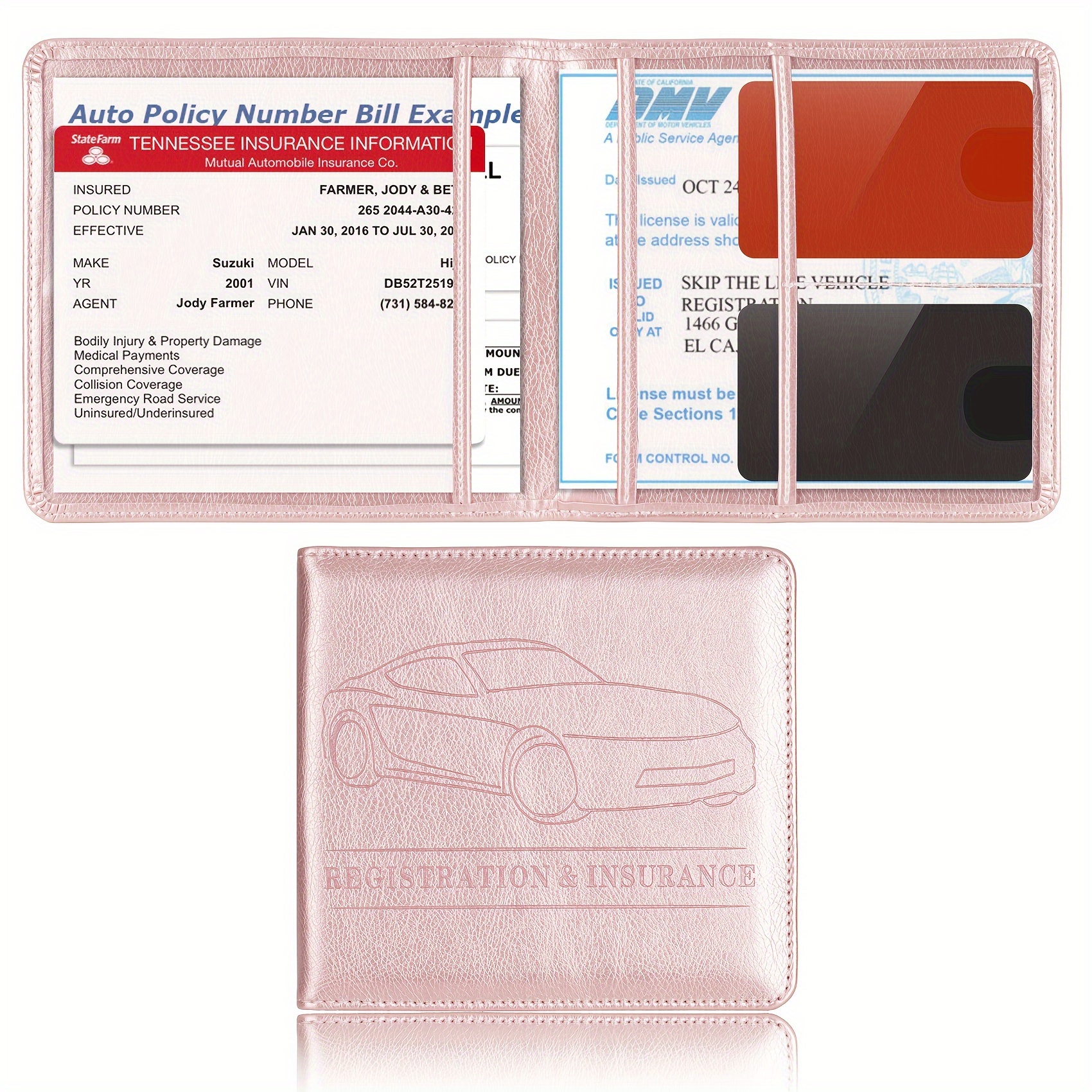  TILDOSAC Car Registration & Insurance Card HolderAuto Glove  Box Organizer Document Wallet Leather Truck Accessories For Women Men