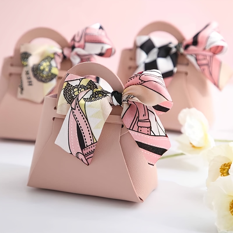 1Pcs Portable PU Leather Wedding Candy Box Favour Bag Baby Shower