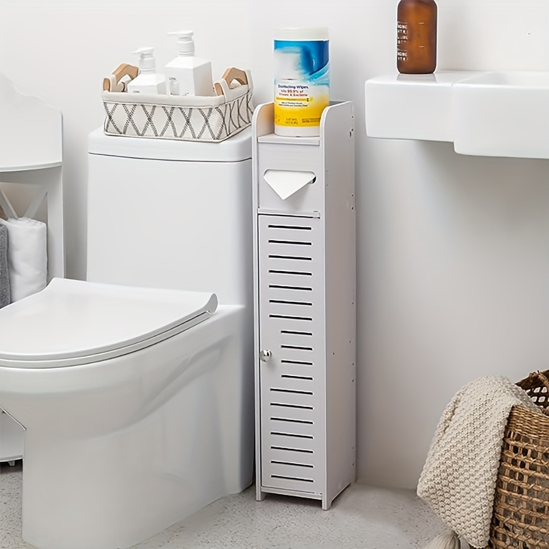 Armario de almacenamiento pequeño para baño, gabinete de almacenamiento  independiente con cajones deslizantes, organizador de baño de piso estrecho