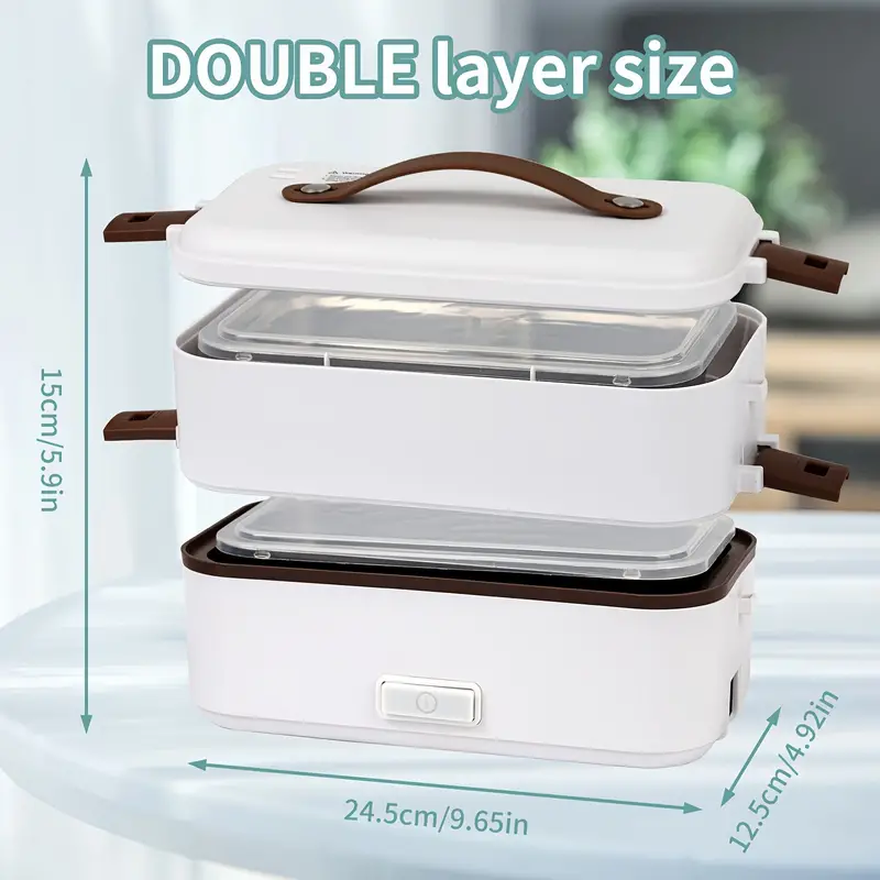 Electric Lunch Box with Plug - 2 Layers Portable Food Warmer for Car,  Truck, Office, Students 