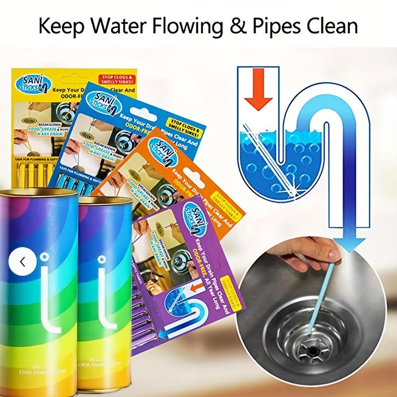 Cheap 6Pcs/Box Drain Clog Remover Pipe-Friendly Biodegradable Sink Drain  Cleaner Efficient Hair Clog Remover Anti-clogging Pipeline