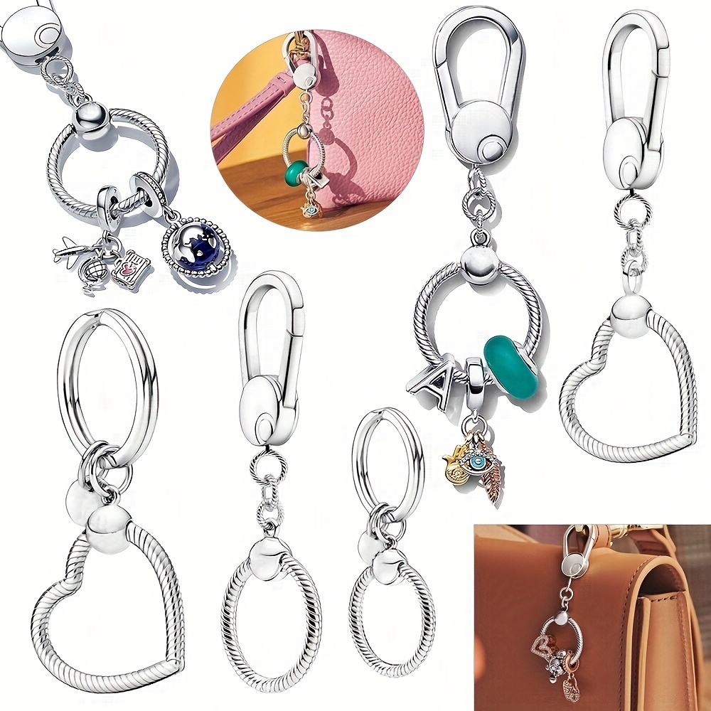 Heart Shaped Keychain Swivel Snap Hook Set Silvery Keychain - Temu