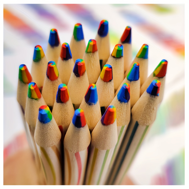 12pcs Wooden Color Pencils, 7-color Lead, Color Drawing Pencils