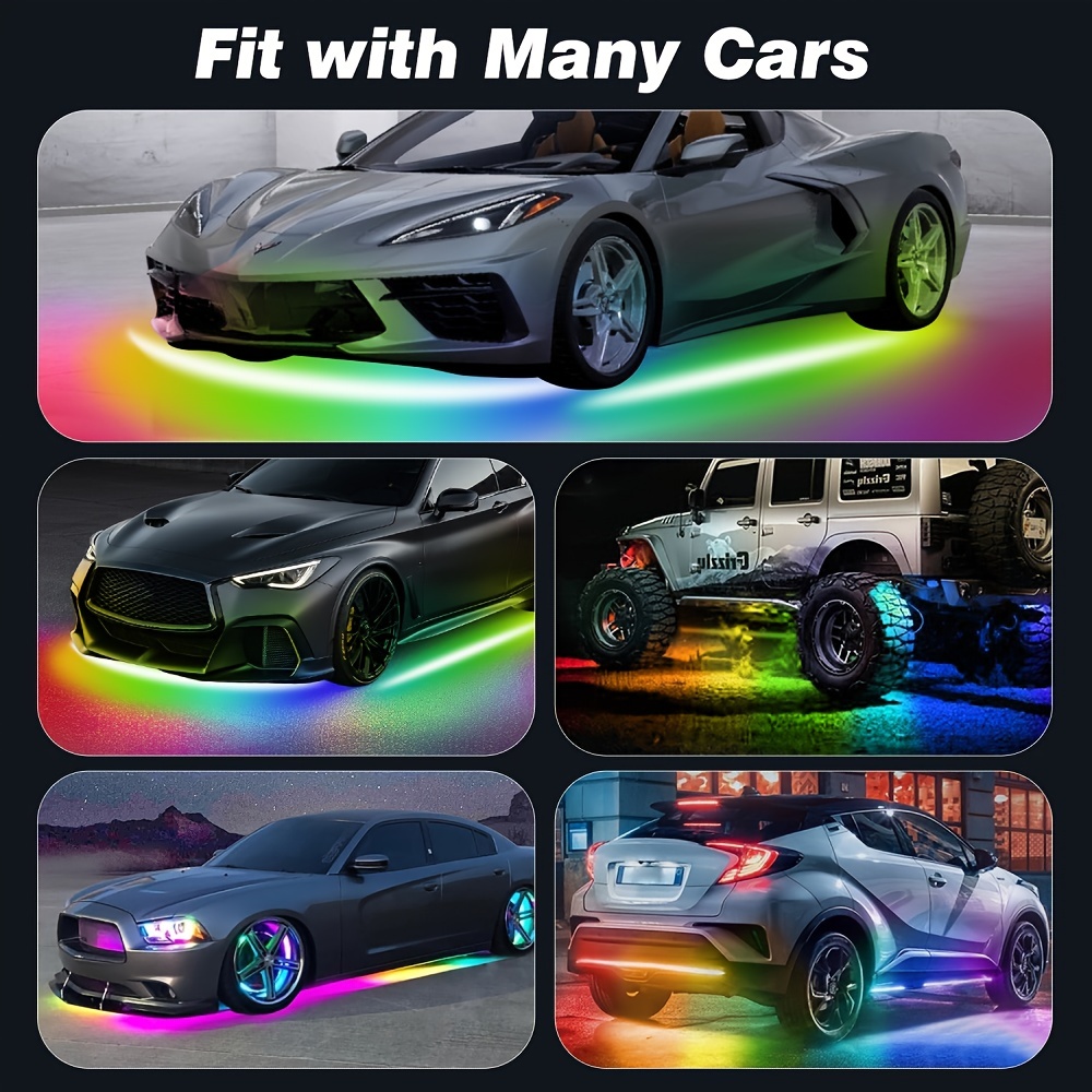 LED RGB Car Underfloor Lighting Underglow Body Atmosphere Light Bar App