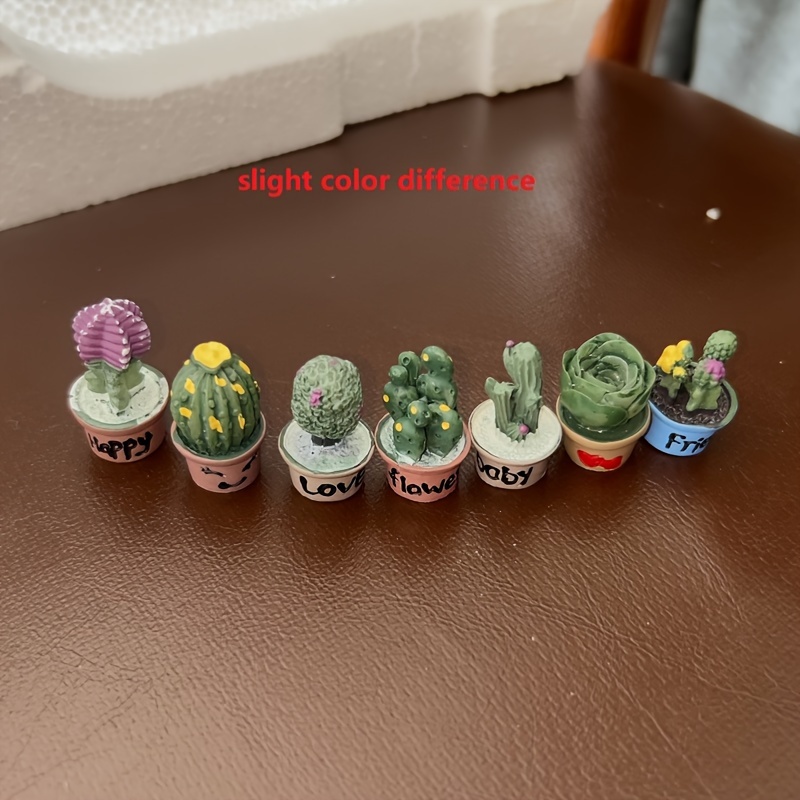 Juego de 4 piezas de adornos en miniatura para macetas de cactus, decoración  de coche de cactus, bonsái de resina, accesorios para salpicadero de coche,  decoración creativa para el hogar (verde) JAMW