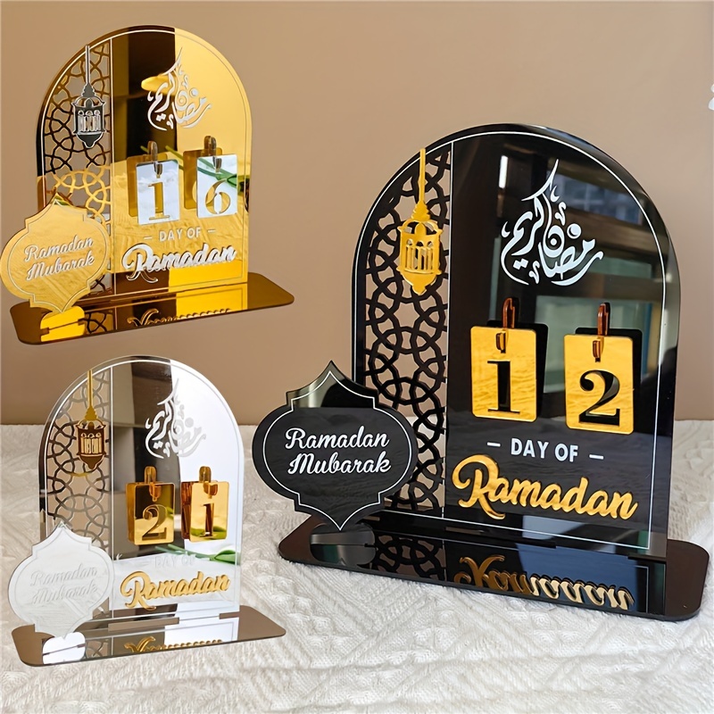 

1pc Acrylic Ramadan Countdown Calendar Gifts Day Of Ramadan Calendar With Base Replacing Numbers Ramadan Mubarak Islam Advent Day Home Decor Room Decor Holiday Decor