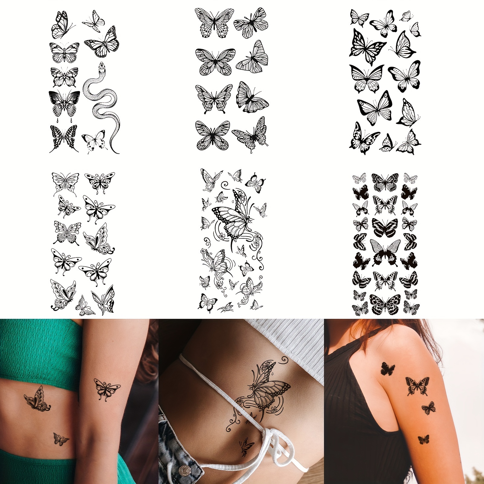 6 Hojas / Set Tatuajes Temporales Impermeables Diseños - Temu