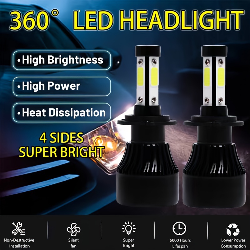 Super Bright Led Headlight Canbus Bulbs H7 H4 H11 9005 Hb3 - Temu