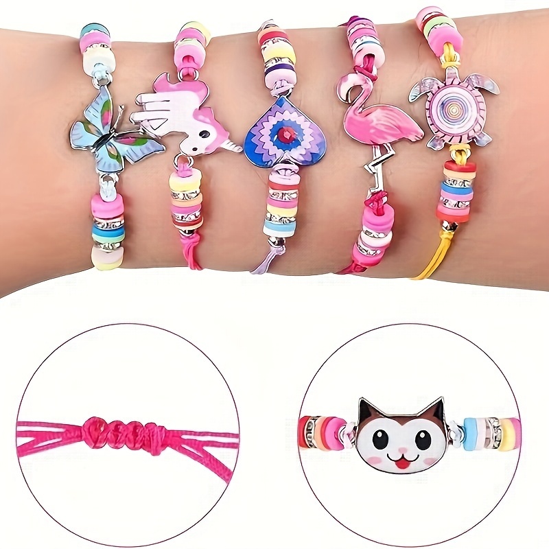 24Pcs Little Girl's Jewelry, Cute Animal Pendant Woven Bracelet Ring Set,  Dress Up Party Favor Birthday Gift