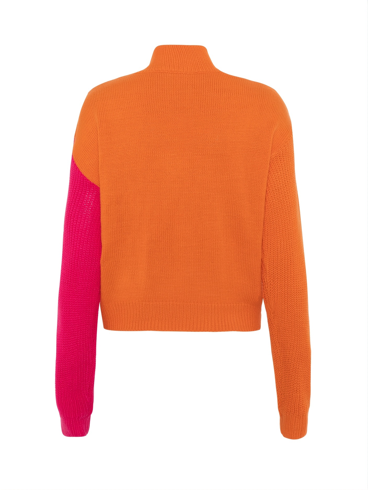 Color Block Asymmetrical Sweater Casual Long Sleeve Crew - Temu