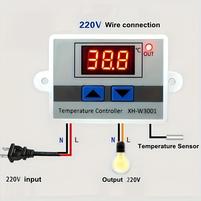 Mini Digital Temperaturregler 220V 10A LCD Display Thermostat EU Stecker  0.1℃ DE
