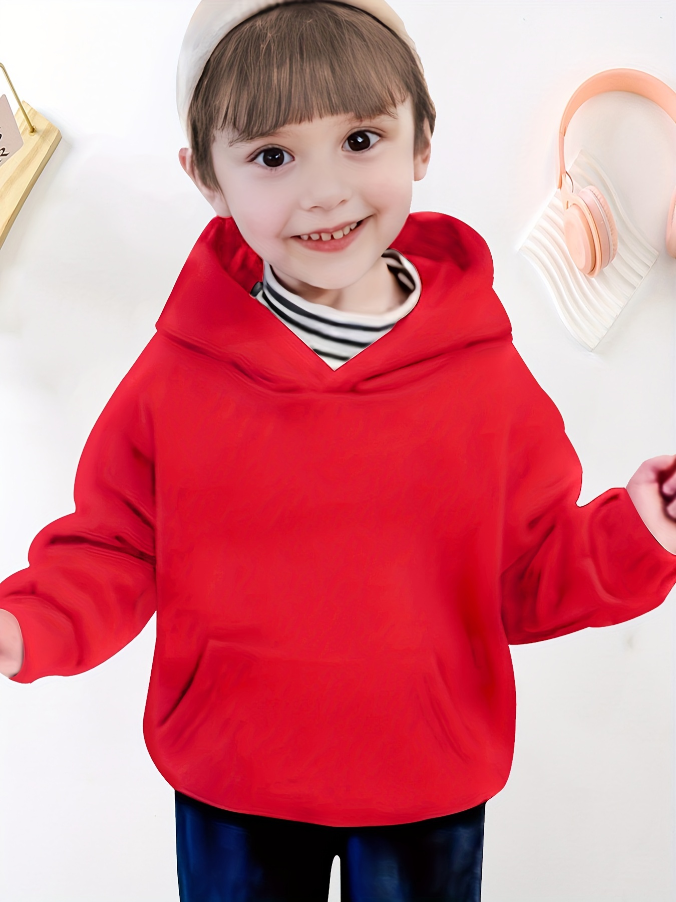 Sudaderas con capucha Sudaderas Niños Niñas Moda Color sólido Rojo