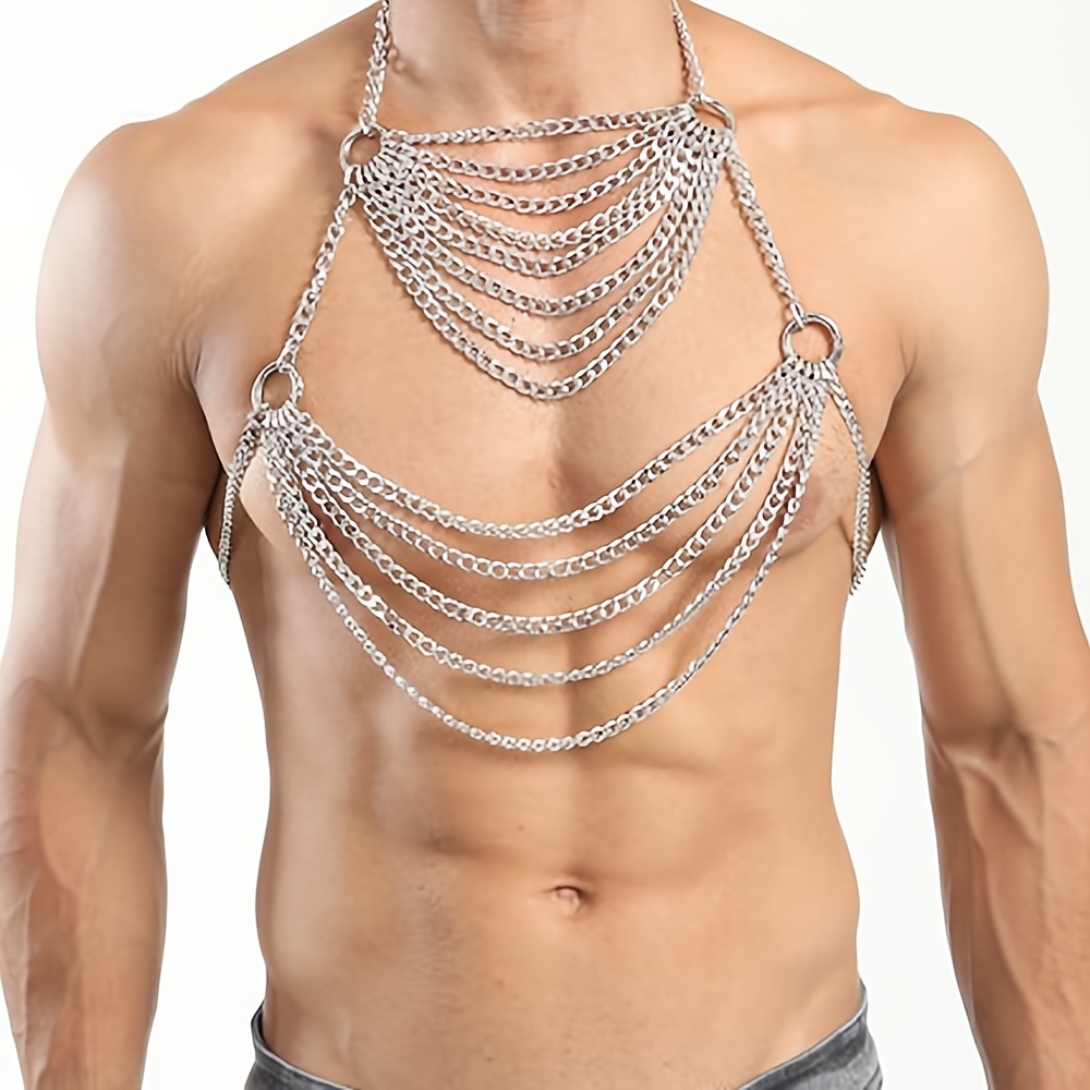 Crystal Body Chain Bra Chest Chain Harness Body Jewelry for Women and Girls  - silver 
