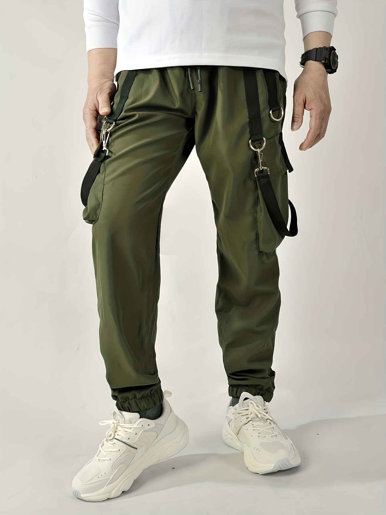 Casual Breathable Decorative Pocket Drawstring Pants Men's - Temu