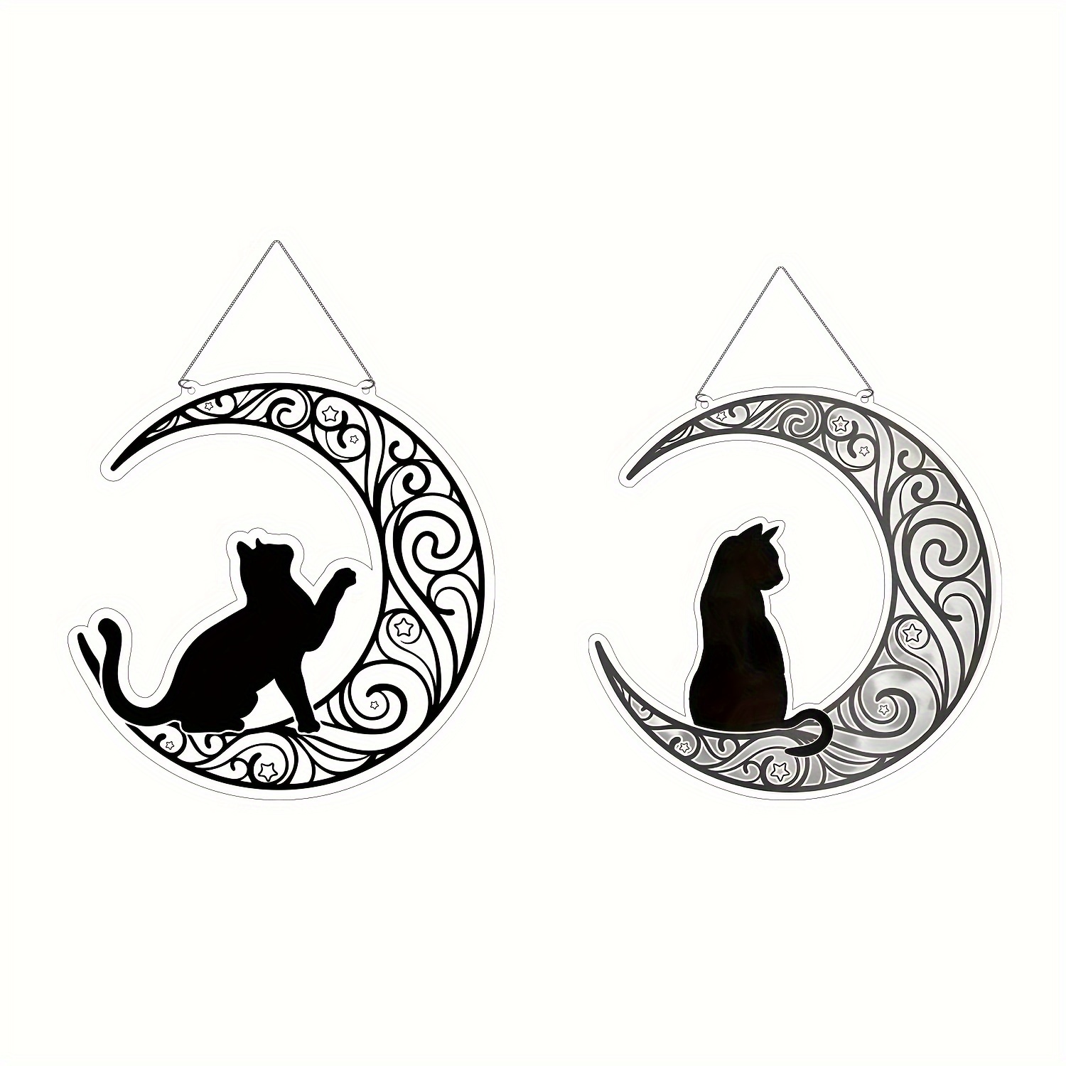 Moon Cat Round Double sided Window Wall Art Hanging Acrylic - Temu Ireland