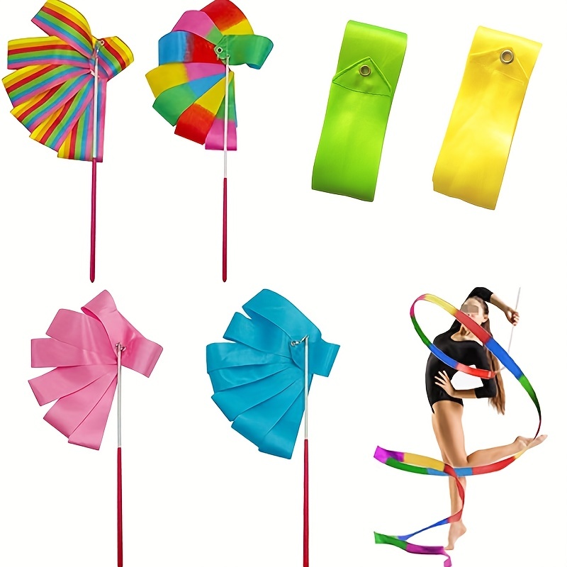 12pcs Dance Ribbons Streamers Rainbow Rhythmic Gymnastics Equipment Rainbow  Dancing Party Favors Twirling Sticks Toys for Classroom prizes Kids Dancing  Talent Shows 