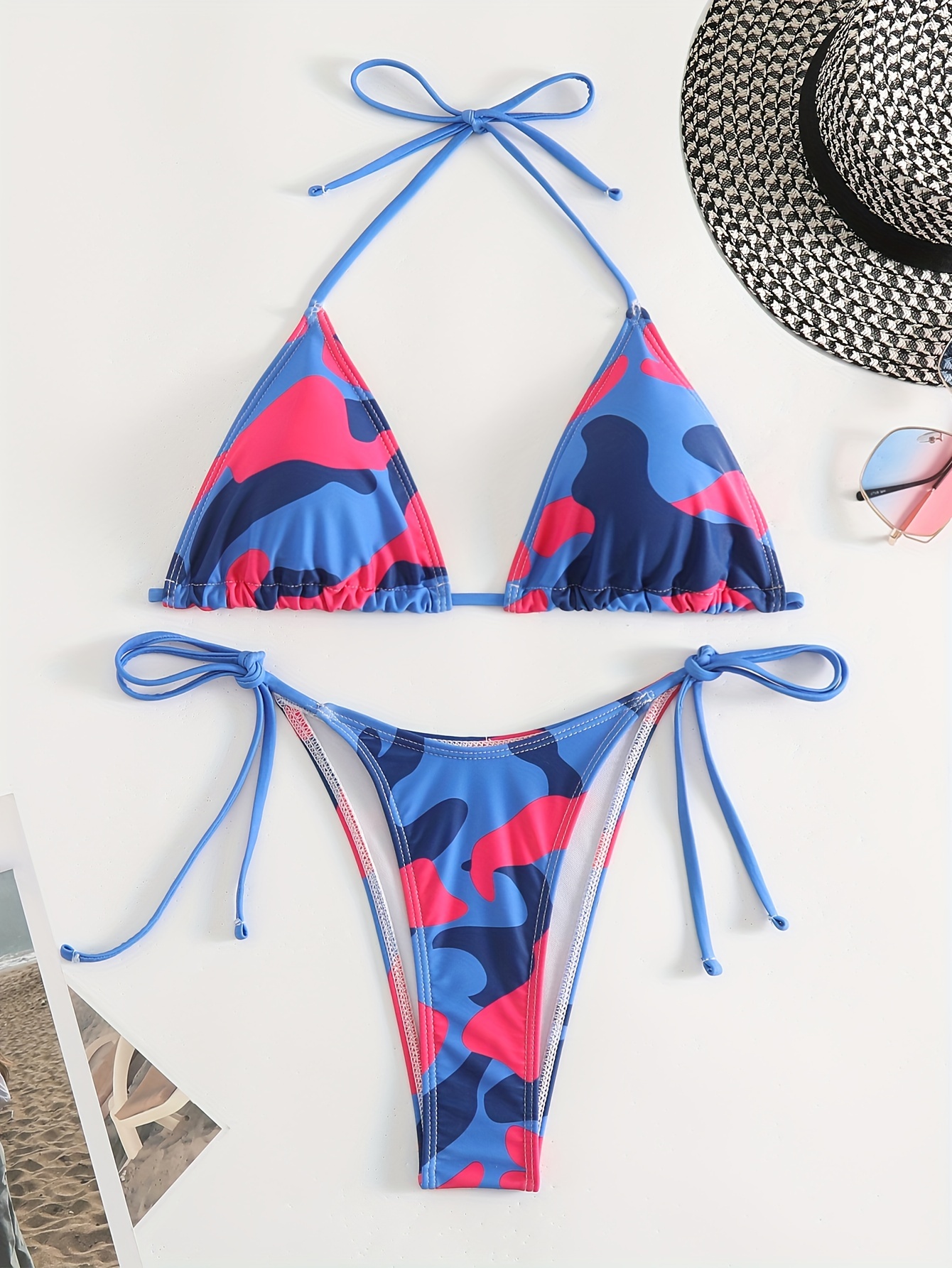 Women’s Blue Camo Bikini Top