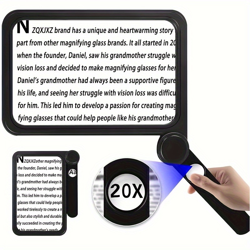 Magnifying Glass 20X, Magnifier with Light, LED Illuminated Handheld,  Premium High Magnifying Glass for Reading Books, Seniors, Macular  Degeneration, 