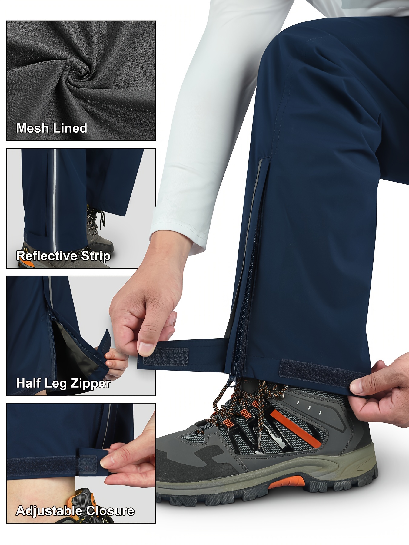 Men's Waterproof Cycling Pants Zipper Pocket Reflective - Temu Canada