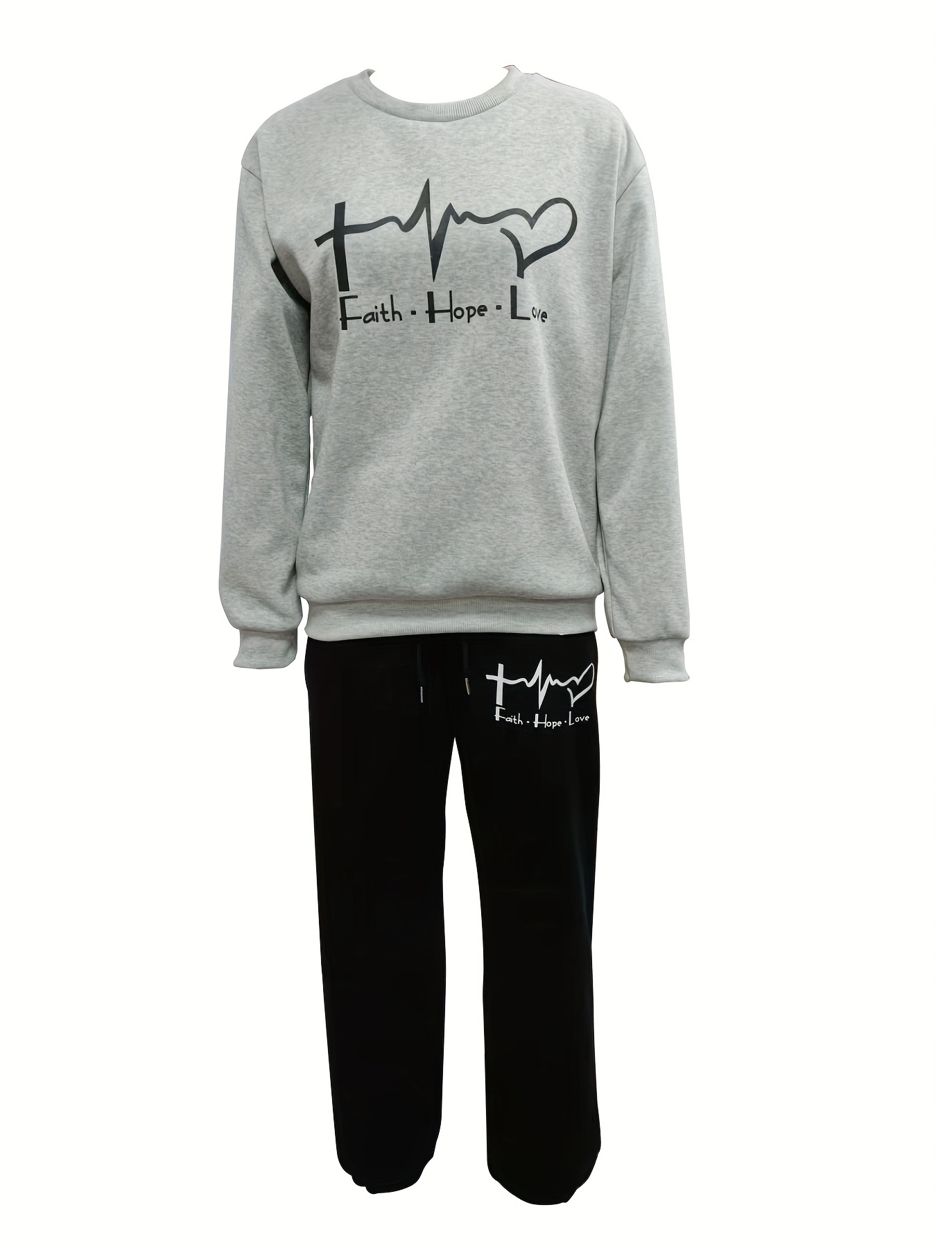 Casual Long Sleeve Sweatshirt & Joggers Pants Set