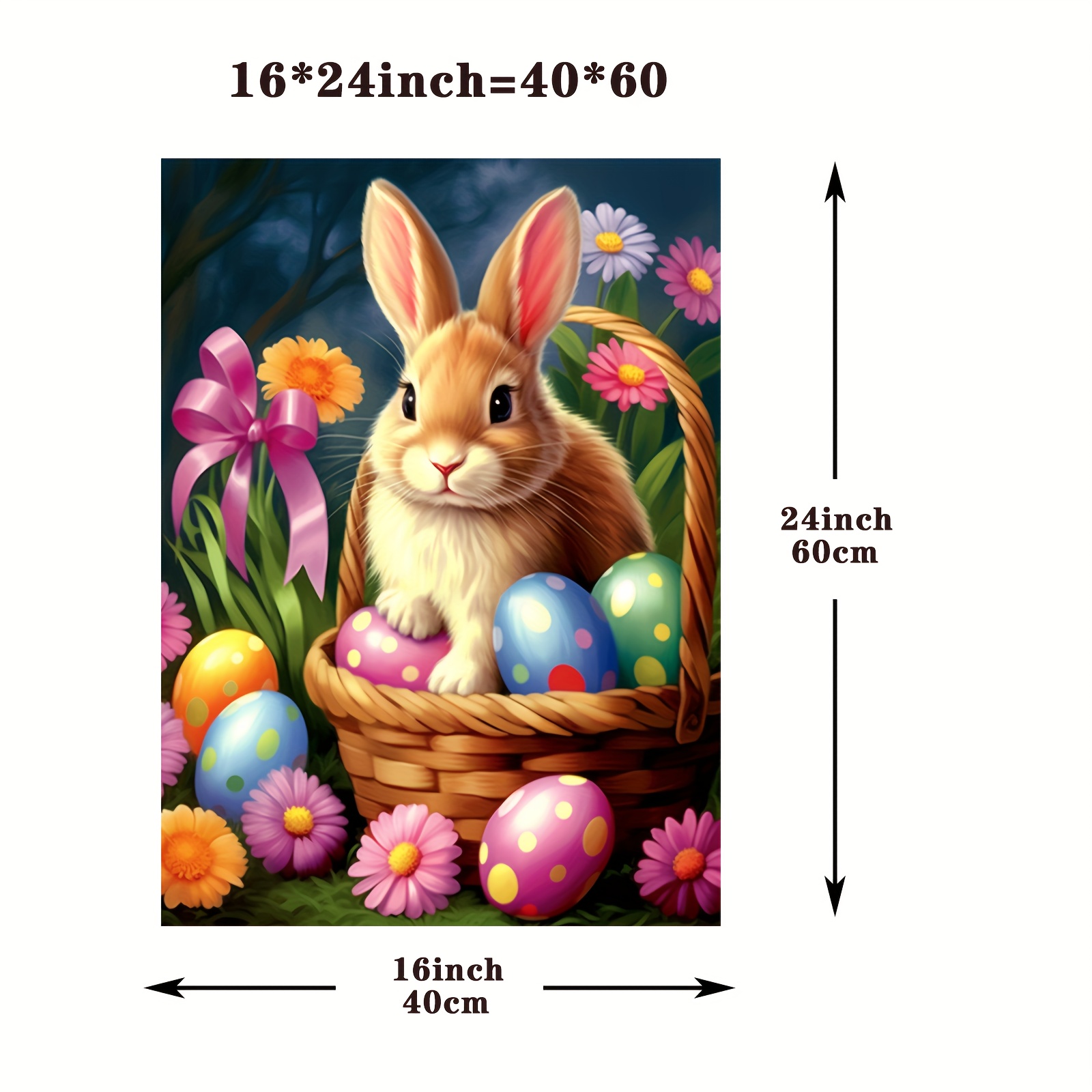 Grey Rabbit And Easter Eggs Diamond Painting 