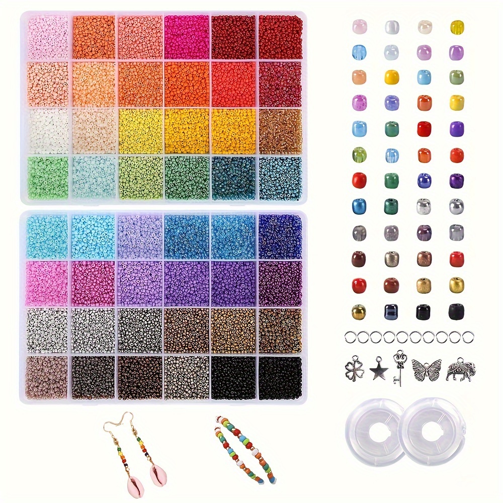 Mixed 24 Colors Glass Seed Beads Glass Beads Bulk Kit - Temu