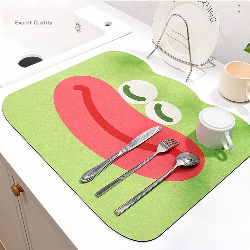 1pc Kitchen Countertop Silicone Striped Dish Drying Mat, Heat Resistance  And Anti-slip Pad For Tableware Plate And Bowl