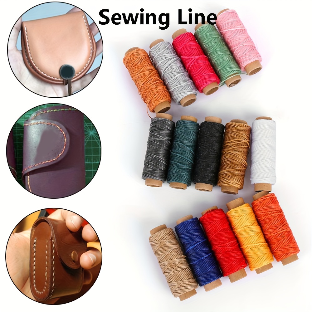 Wax Coated Thread, Wax Coating 15 Pcs DIY Making 15 Colors Leather Sewing  Thread for Wallets