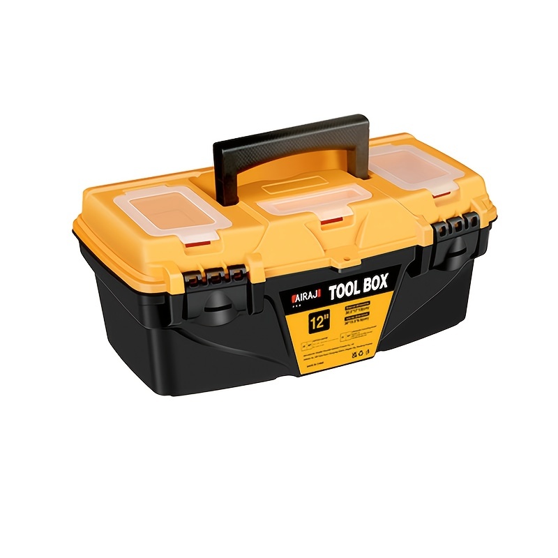 * 12 Inch Hardware Toolbox, Plastic Thick Combination Suitcase Electrician  Carpenter Electric Drill Storage Box, Automobile Toolbox (color: Yellow