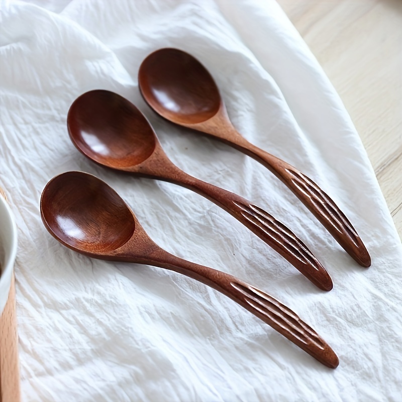 1 5pcs Soup Spoon Wooden Coffee Spoon Simple Milk Spoon - Temu