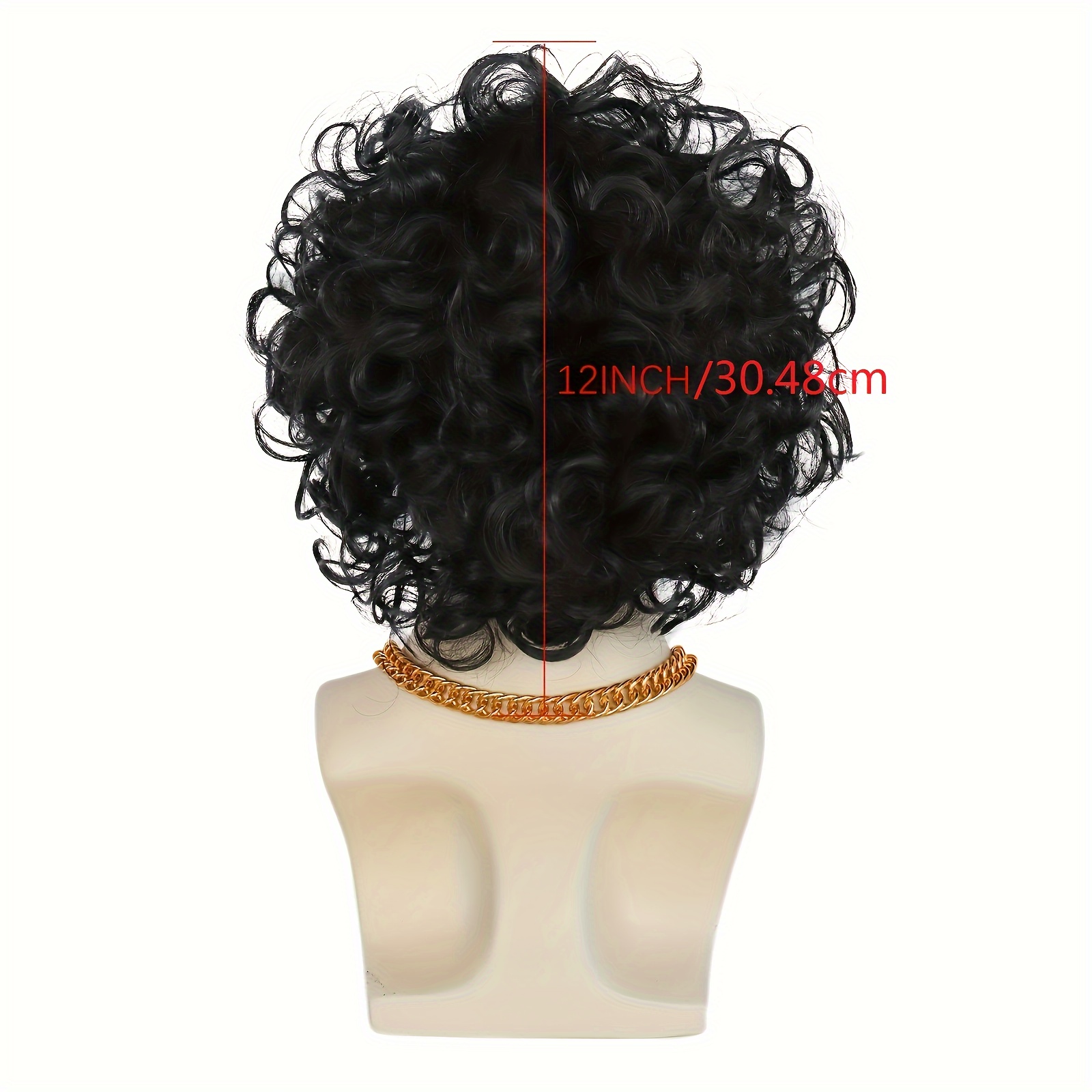 1 Necklace 1 Beard 70s 80s Wig Afro Puff Wig Disco Curly Temu