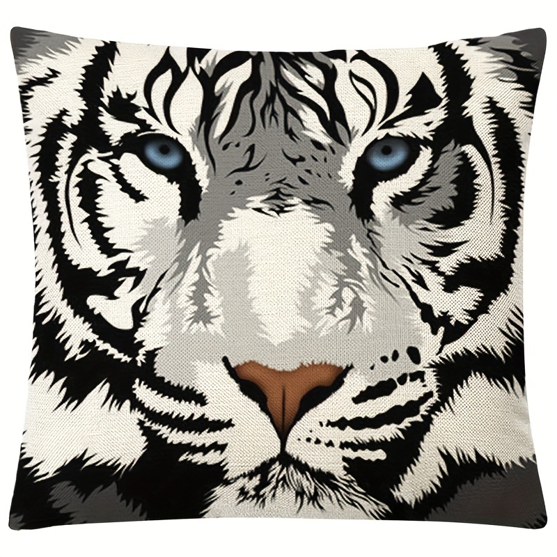 Tiger Throw Pillow, Animal Pillow, Art Pillow, Black White Pillow