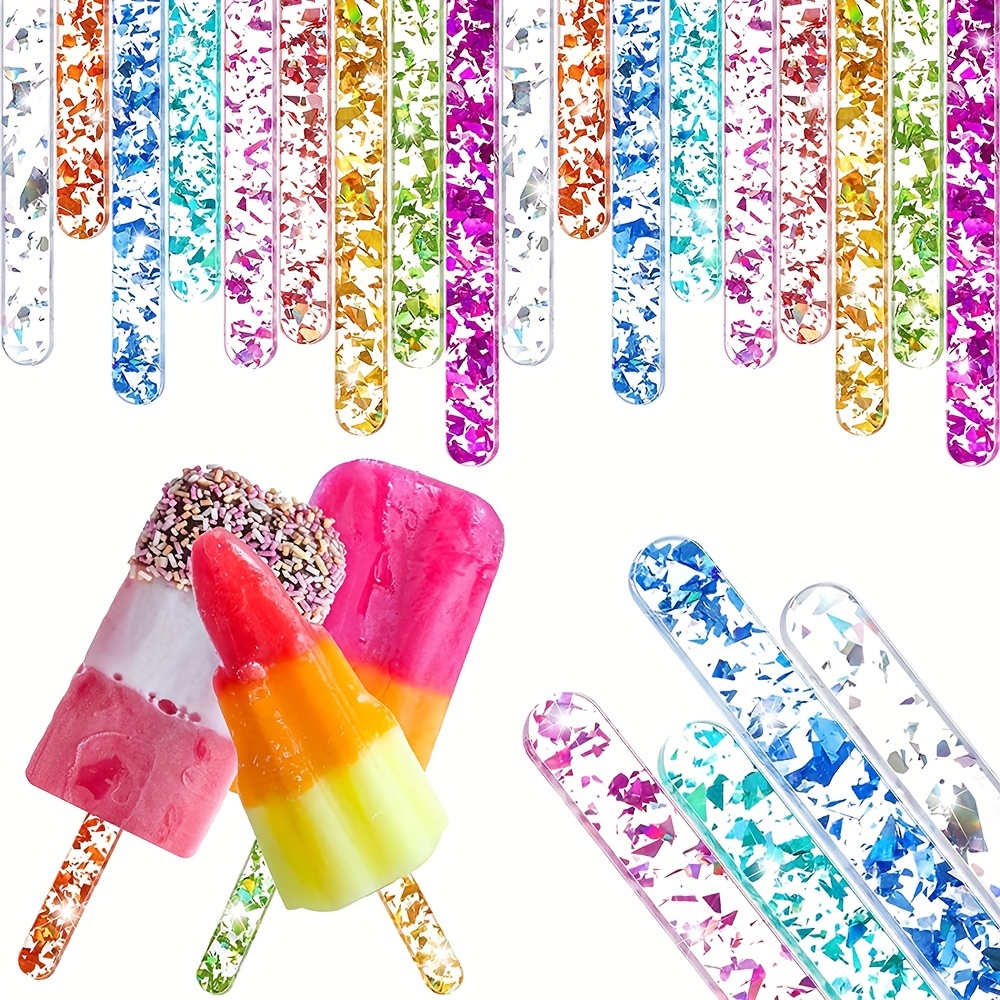 Popsicle - Ice Cream Sticks - Silver Mirror Acrylic