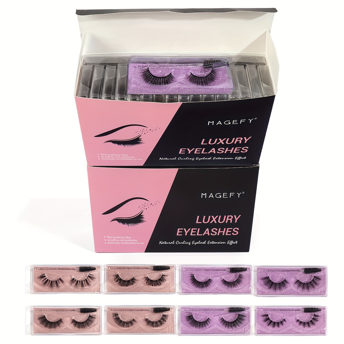 2 Boxes 40 Pairs False Eyelashes Set And Eyelash Brush, Natural Long Fluffy Criss Cross Curling Thick, Mixed Style False Eyelashes, Faux Eyelash Exten